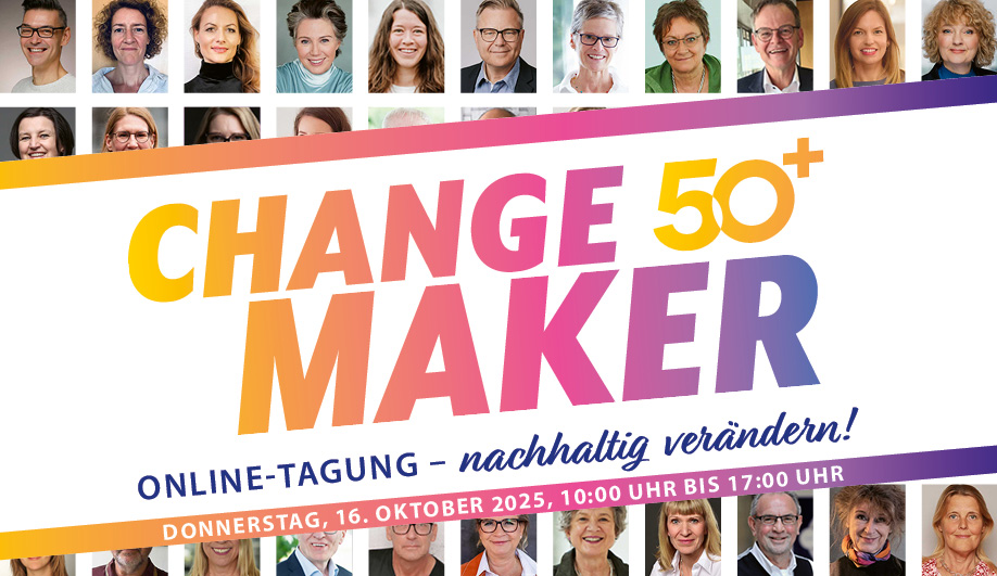 Banner der Online-Tagung "Change Maker 50plus"